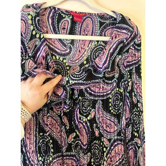 Vintage Y2K Sunny Leigh Bell Sleeve Phoebe Buffay Boho Flowy Top Size Large - Picture 5 of 7